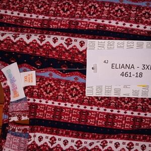 Eliana 3XL Red and Blue Patterned Top